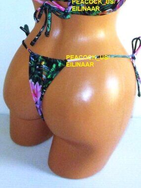 XS VICTORIA SECRET SWIM Side Tie Thong Bottom EXTRA-SMALL Tropical Floral nwt
